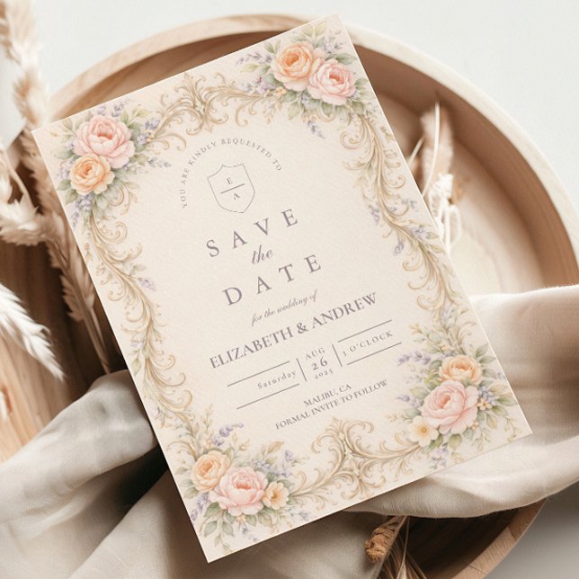 Blush Peach Baroque Rose Wedding Spara Datumet (Skapare uppladdad)