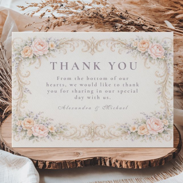 Blush Peach Baroque Rose Wedding Tack Kort (Skapare uppladdad)