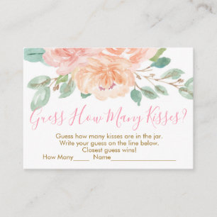 Blush & Peach Blommig Gissa Hur Många Bröllopsdusc Tilläggskort