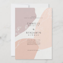 Blush Peach Botanisk Enkel Bröllopsinbjudan
