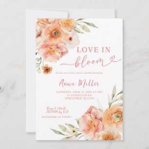 Blush Peach Love in Bloom Bröllopsdusch Inbjudan