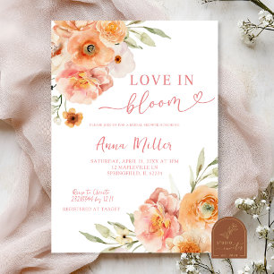 Blush Peach Love in Bloom Bröllopsdusch Inbjudan