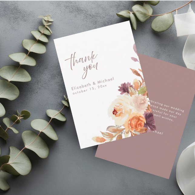 Blush Peach Plum Elegant Wedding Thank You Card Inbjudningar (Skapare uppladdad)