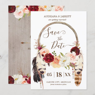 Blush & Peach Rose Drömfångare Boho Förhandsinbjud Inbjudningar