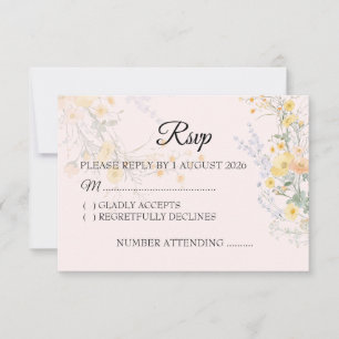Blush Peach Vildblomma Botanisk Bröllop RSVP-kort OSA Kort