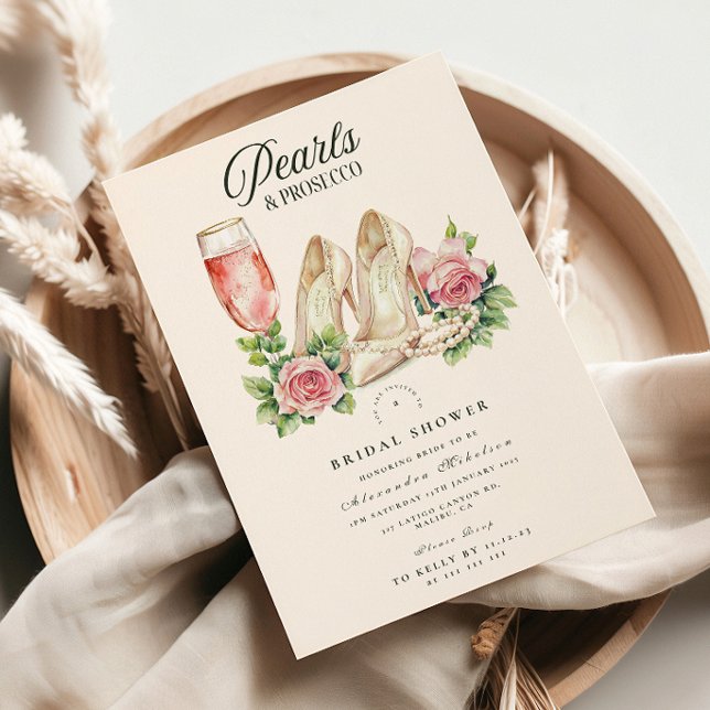 Blush Pearls and Prosecco Bridal Shower Inbjudningar (Skapare uppladdad)