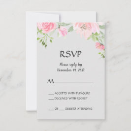 Blush Peonier på Grå RSVP-kort OSA Kort