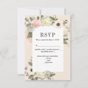 Blush Peonior och Anemoner Romantisk RSVP-kort OSA Kort