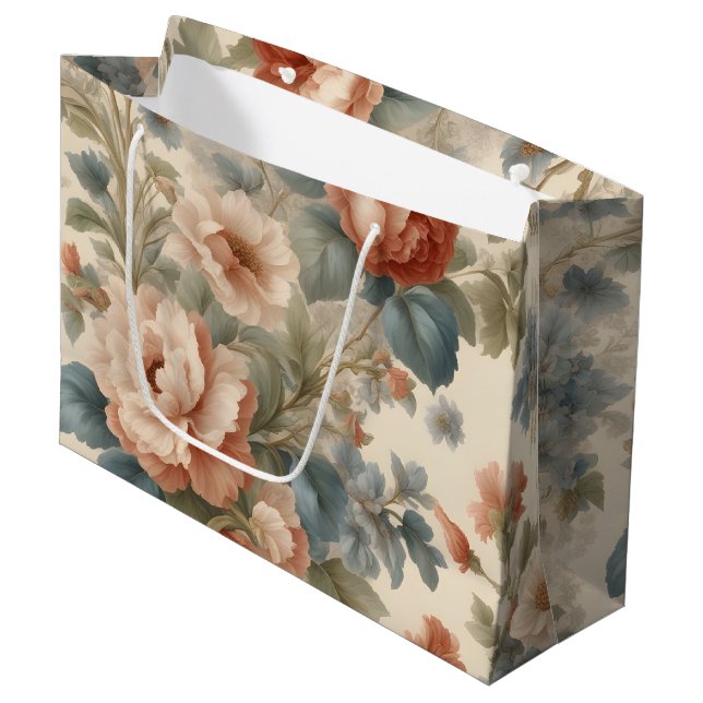 Blush Peony Collage med Blå Blommor (Framsidan Vinklad)