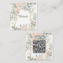Blush Peony & Eucalyptus Botaniska Blommotiv Fyrkantigt Visitkort