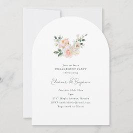 Blush Peony Floral Arch Minimal Engagement Party Inbjudningar