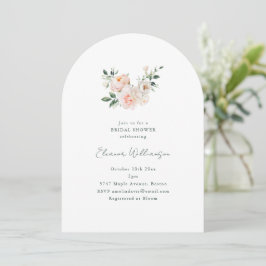 Blush Peony Floral Pink Arch Minimal Bridal Shower Inbjudningar