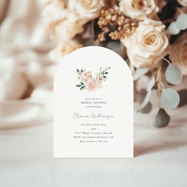 Blush Peony Floral Pink Arch Minimal Bridal Shower Inbjudningar (Skapare uppladdad)
