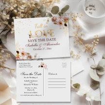 Blush Peony & Gold Burgundy Save The Date Postkort