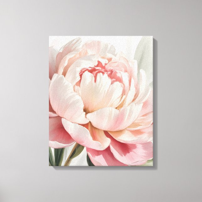 Blush Peony Watercolor Botaniskt Tryck** Canvastryck (Framsida)