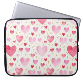 Blush Petal Watercolor Hearts Laptop Fodral