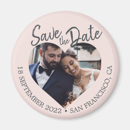 Blush Photo Modern Script Spara datumet Magnet