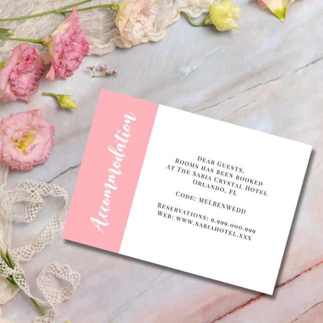 Blush Pink Accommodation Wedding Enclosure Card Tilläggskort (Skapare uppladdad)