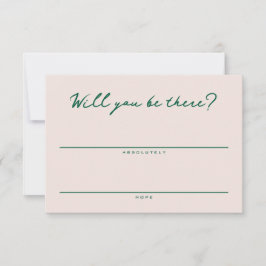 Blush Pink and Green Simple RSVP Card OSA Kort