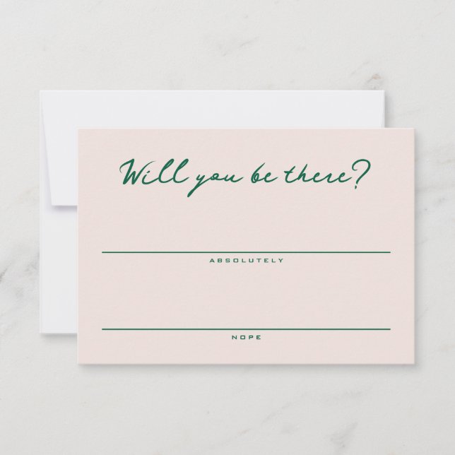 Blush Pink and Green Simple RSVP Card OSA Kort (Framsida)