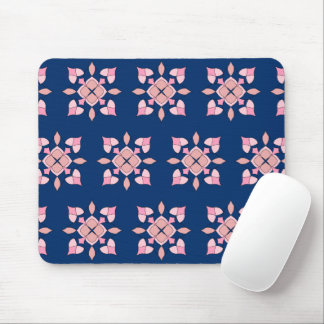 Blush Pink and Navy Geometric Floral Tiles Musmatta