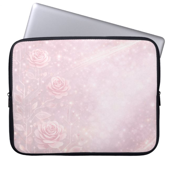 Blush pink and pearl gray florals AI art  Laptop Fodral (Framsidan)
