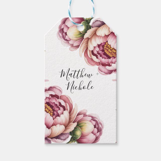 Blush Pink and White Cotton Wedding Thank You Presentetikett (Framsidan)