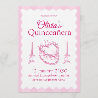 Blush Pink and White Quinceanera  Inbjudningar