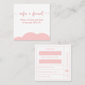 Blush pink and white Referrel Loyalty card Fyrkantigt Visitkort