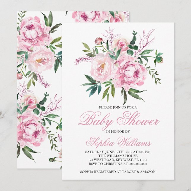 Blush Pink Baby Shower Invitation Inbjudningar (Fram/baksida)