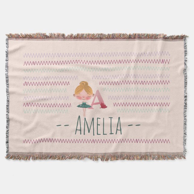 Blush Pink Ballerina "A" Monogram Name Filt (Framsidan)
