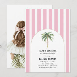 Blush Pink Beach Club Födelsedagsfest Inbjudningar