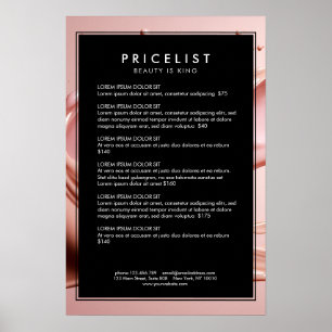 Blush Pink Beauty Salon Prislista Poster