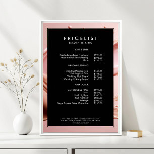 Blush Pink Beauty Salon Prislista Poster