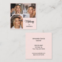 Blush Pink Black Elegant Script Photo Makeup
