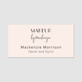 Blush Pink Black Makeup Salon Rectangle Namnbricka