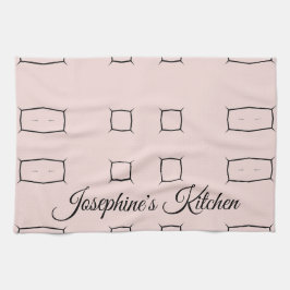 Blush Pink Black Personalized Geometric Minimal Kökshandduk
