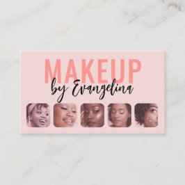 Blush Pink Black Script 5 Photo Makeup Artist Visitkort