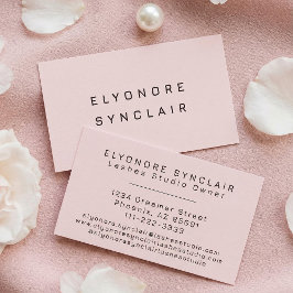 Blush Pink Black Script Lashes Visitkort