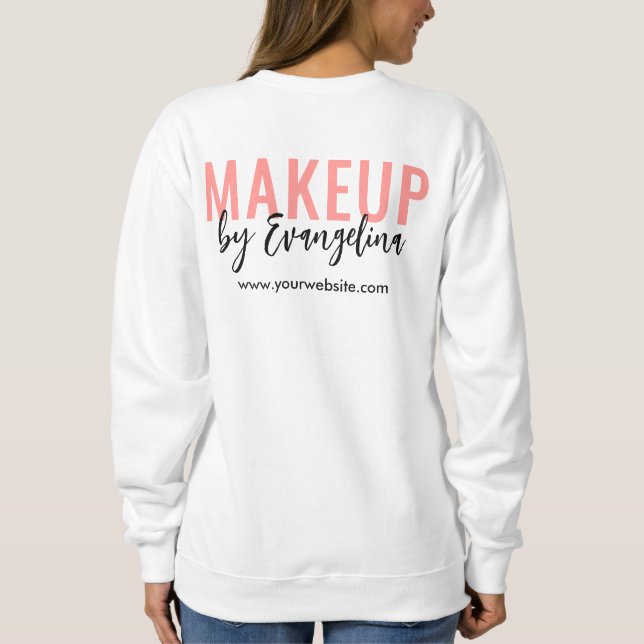 Blush Pink Black Script Logo Makeup Employee T Shirt (Baksida)