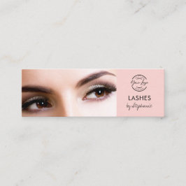 Blush Pink Black Script Photo Lashes Mini Visitkort