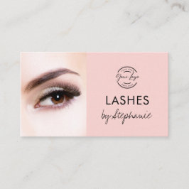 Blush Pink Black Script Photo Lashes Studio Visitkort