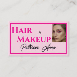 Blush Pink Black Script Photo Makeup Business Card Visitkort