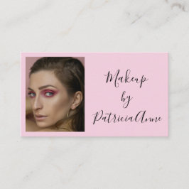 Blush Pink Black Script Photo Makeup Business Card Visitkort