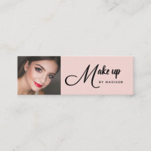 Blush Pink Black Script Photo Makeup Mini Business