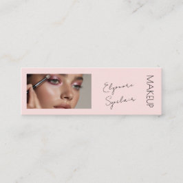 Blush Pink Black Script Photo Makeup Mini  Mini Visitkort