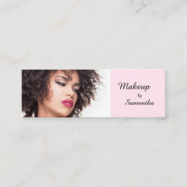Blush Pink Black Script Photo Makeup Mini Visitkort