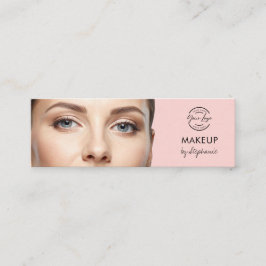 Blush Pink Black Script Photo Makeup Mini Visitkort