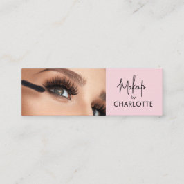 Blush Pink Black Script Photo Makeup  Mini Visitkort
