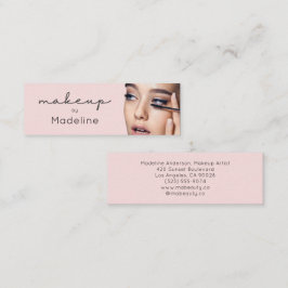 Blush Pink Black Script Photo Makeup Mini Visitkort